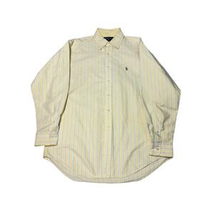 Ralph Lauren Yarmouth Yellow Stripe Button Down Shirt Men's 16-34 100% Cotton